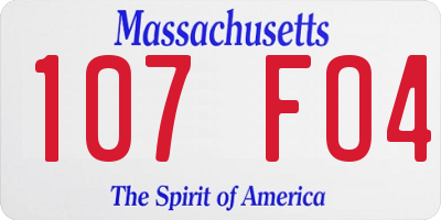 MA license plate 107FO4
