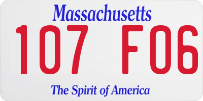 MA license plate 107FO6