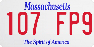 MA license plate 107FP9