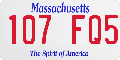 MA license plate 107FQ5