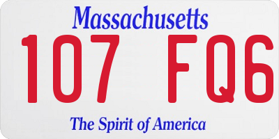 MA license plate 107FQ6
