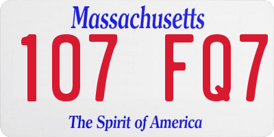 MA license plate 107FQ7