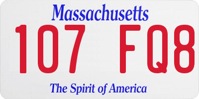 MA license plate 107FQ8