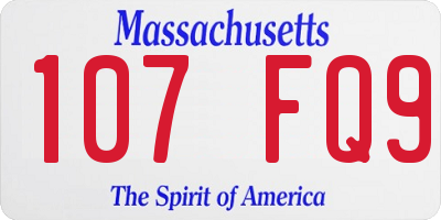 MA license plate 107FQ9
