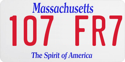 MA license plate 107FR7