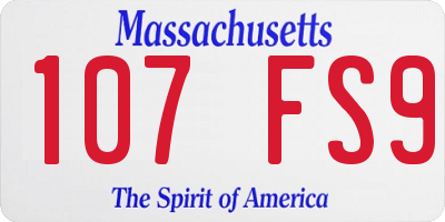 MA license plate 107FS9