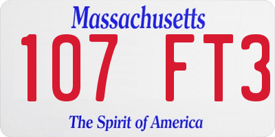 MA license plate 107FT3