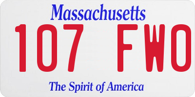 MA license plate 107FW0
