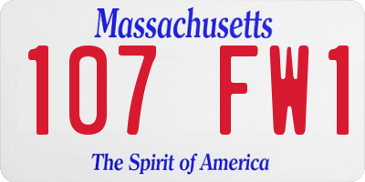 MA license plate 107FW1