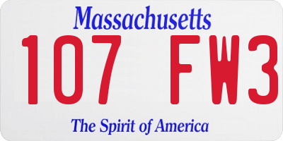 MA license plate 107FW3