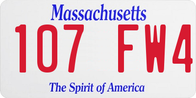 MA license plate 107FW4