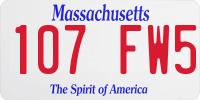 MA license plate 107FW5