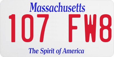 MA license plate 107FW8