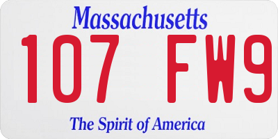 MA license plate 107FW9