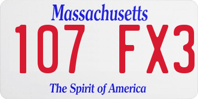 MA license plate 107FX3