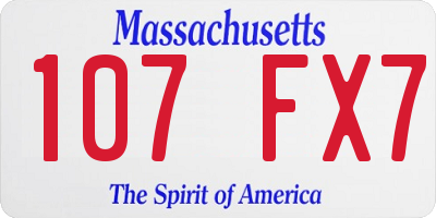 MA license plate 107FX7