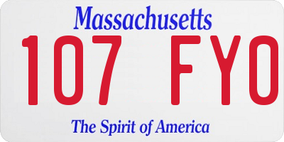 MA license plate 107FY0