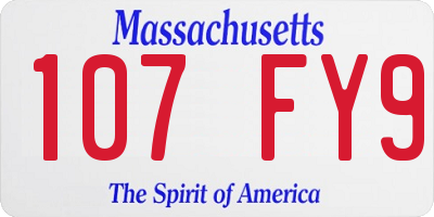 MA license plate 107FY9