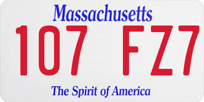 MA license plate 107FZ7