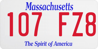 MA license plate 107FZ8
