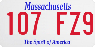 MA license plate 107FZ9