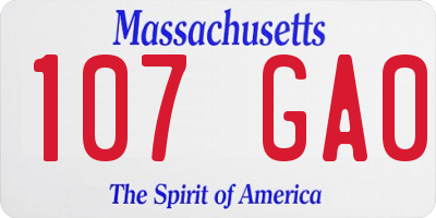 MA license plate 107GA0