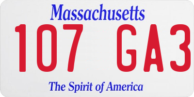 MA license plate 107GA3