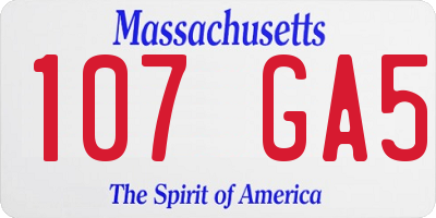 MA license plate 107GA5