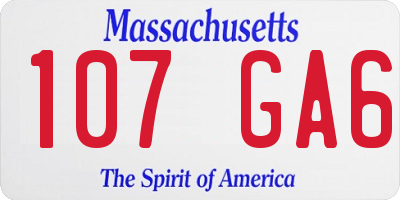 MA license plate 107GA6