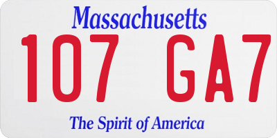 MA license plate 107GA7