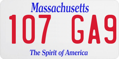 MA license plate 107GA9