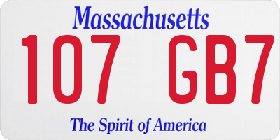MA license plate 107GB7