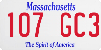 MA license plate 107GC3