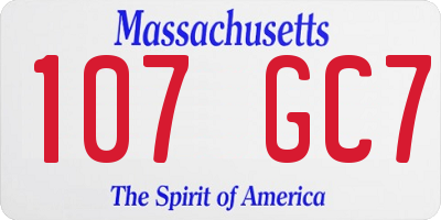 MA license plate 107GC7