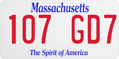 MA license plate 107GD7