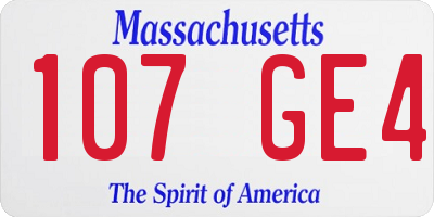 MA license plate 107GE4