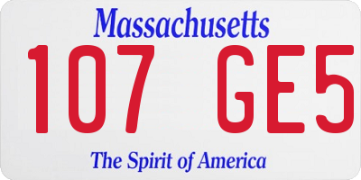 MA license plate 107GE5