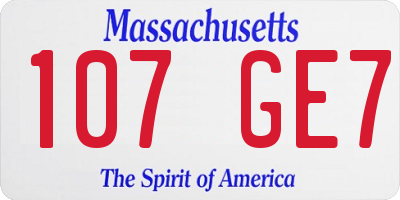 MA license plate 107GE7