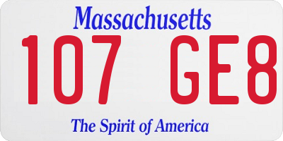 MA license plate 107GE8