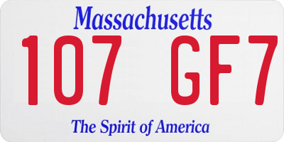 MA license plate 107GF7