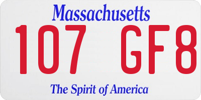 MA license plate 107GF8