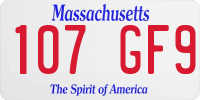 MA license plate 107GF9