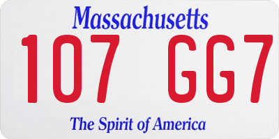 MA license plate 107GG7