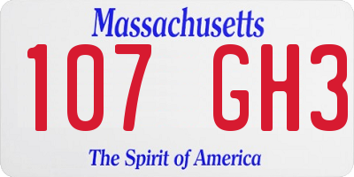 MA license plate 107GH3