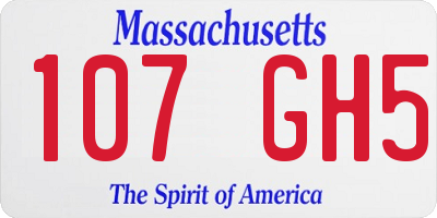 MA license plate 107GH5