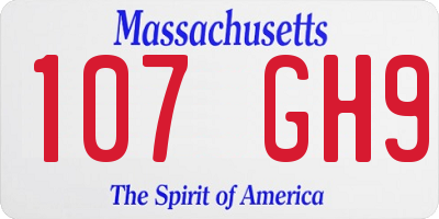MA license plate 107GH9