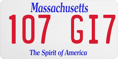 MA license plate 107GI7