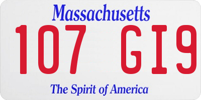 MA license plate 107GI9