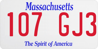 MA license plate 107GJ3