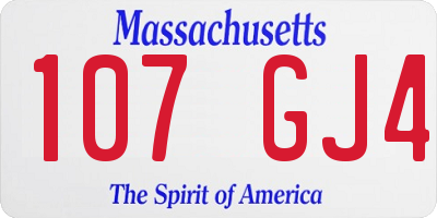 MA license plate 107GJ4